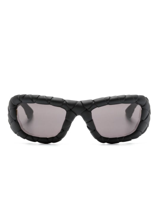 Black Intrecciato Rectangle-frame Sunglasses