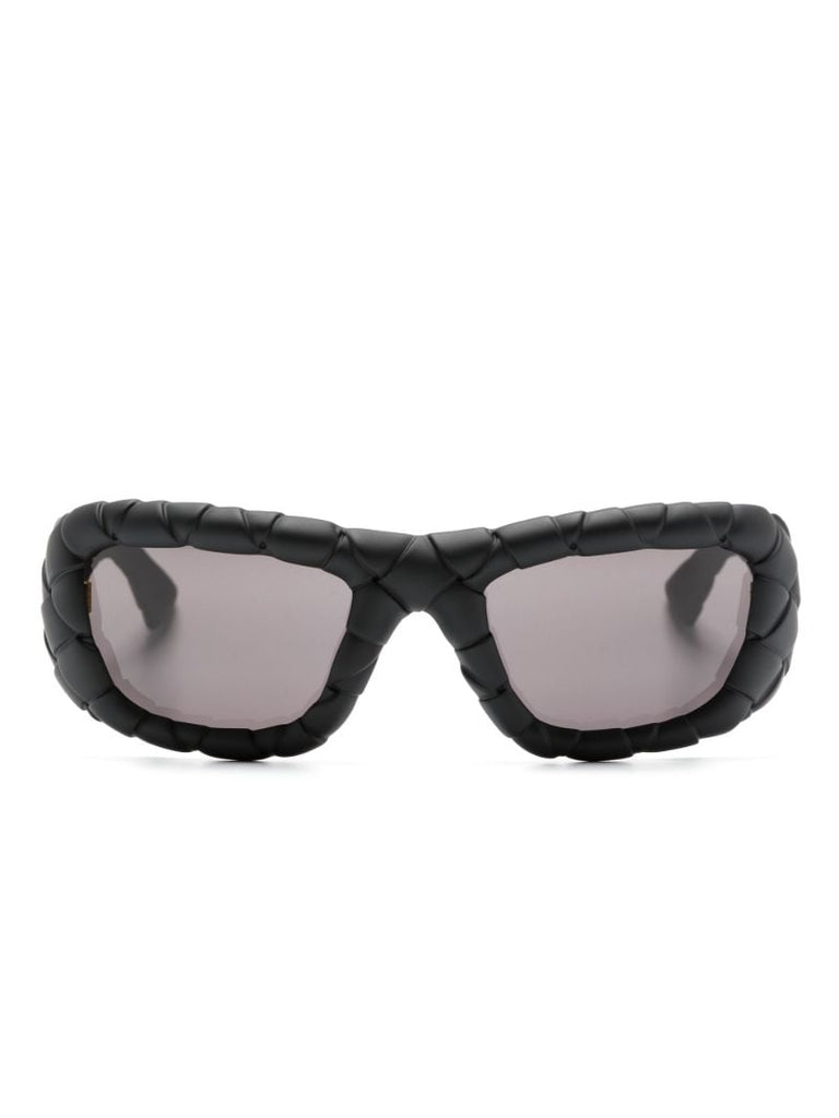Black Intrecciato Rectangle-frame Sunglasses
