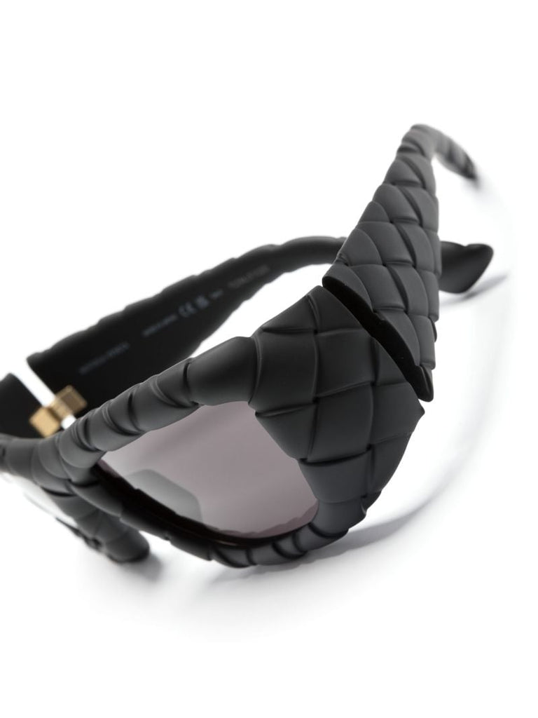 Black Intrecciato Rectangle-frame Sunglasses