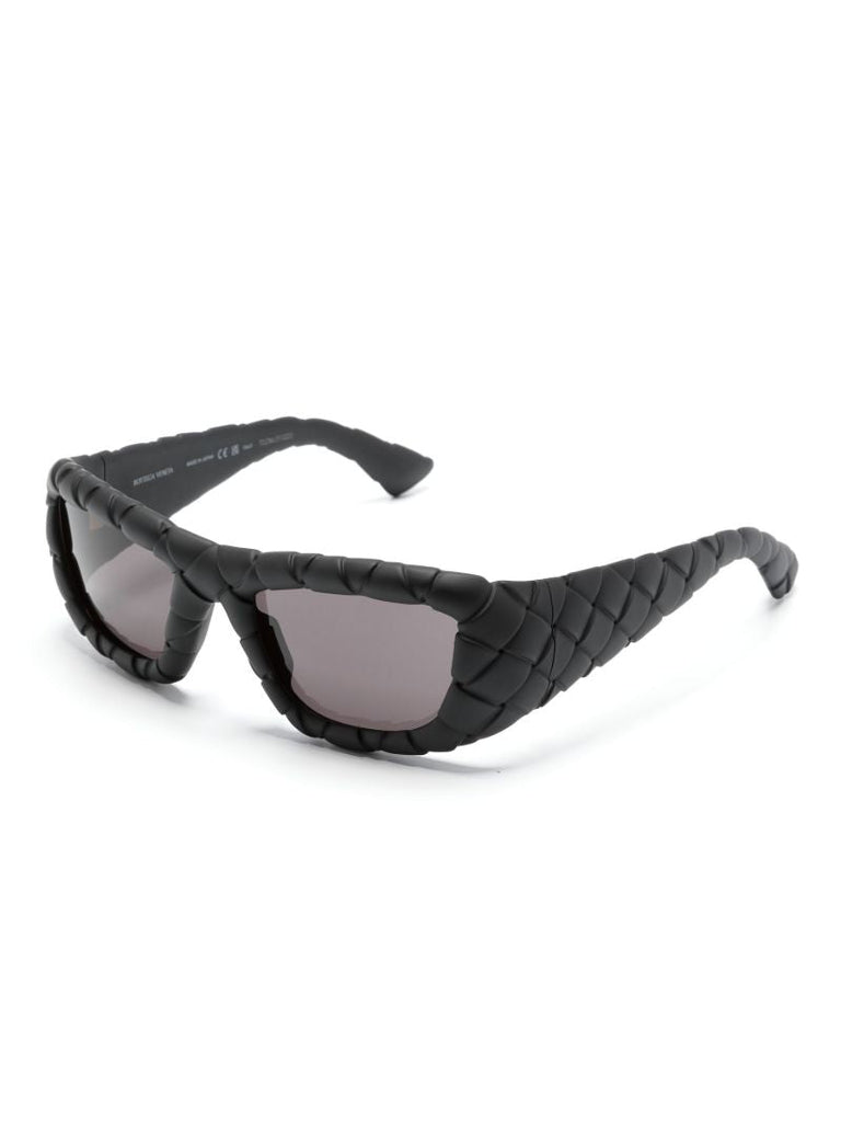 Black Intrecciato Rectangle-frame Sunglasses