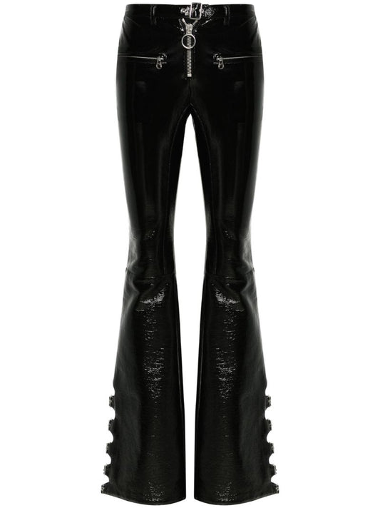 Black Flared Vinyl Trousers
