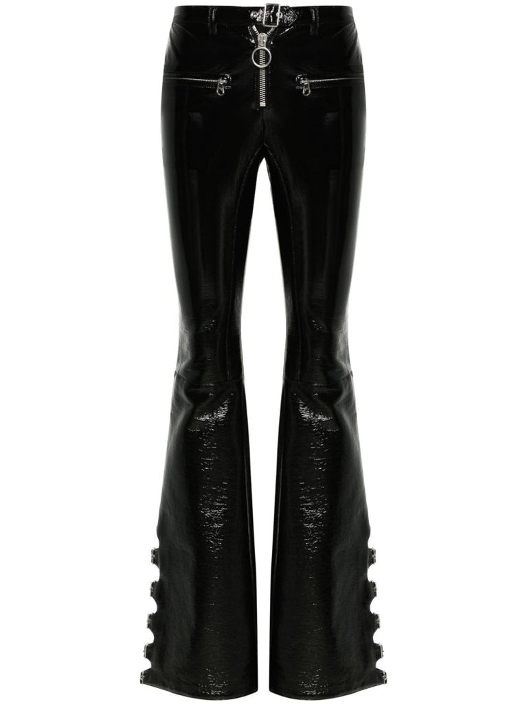 Black Flared Vinyl Trousers