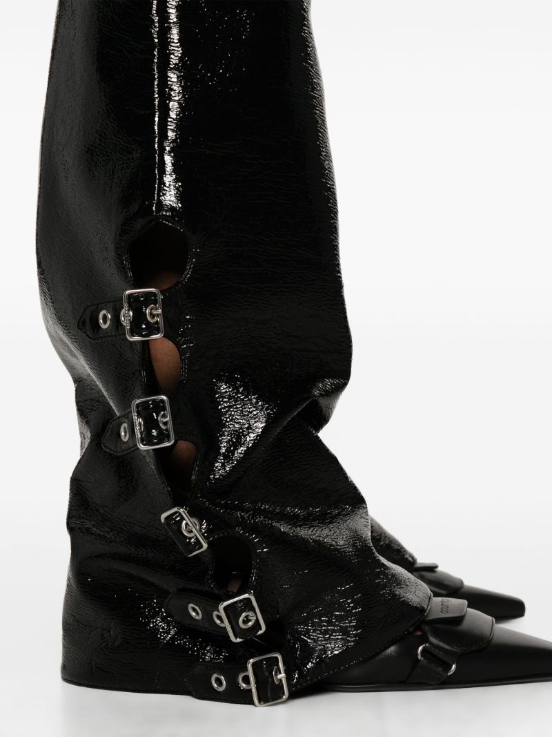 Black Flared Vinyl Trousers