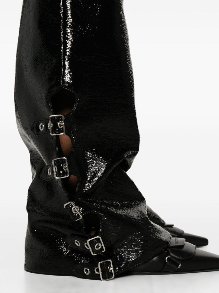Black Flared Vinyl Trousers