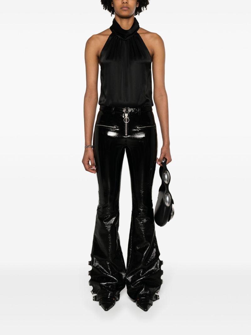 Black Flared Vinyl Trousers