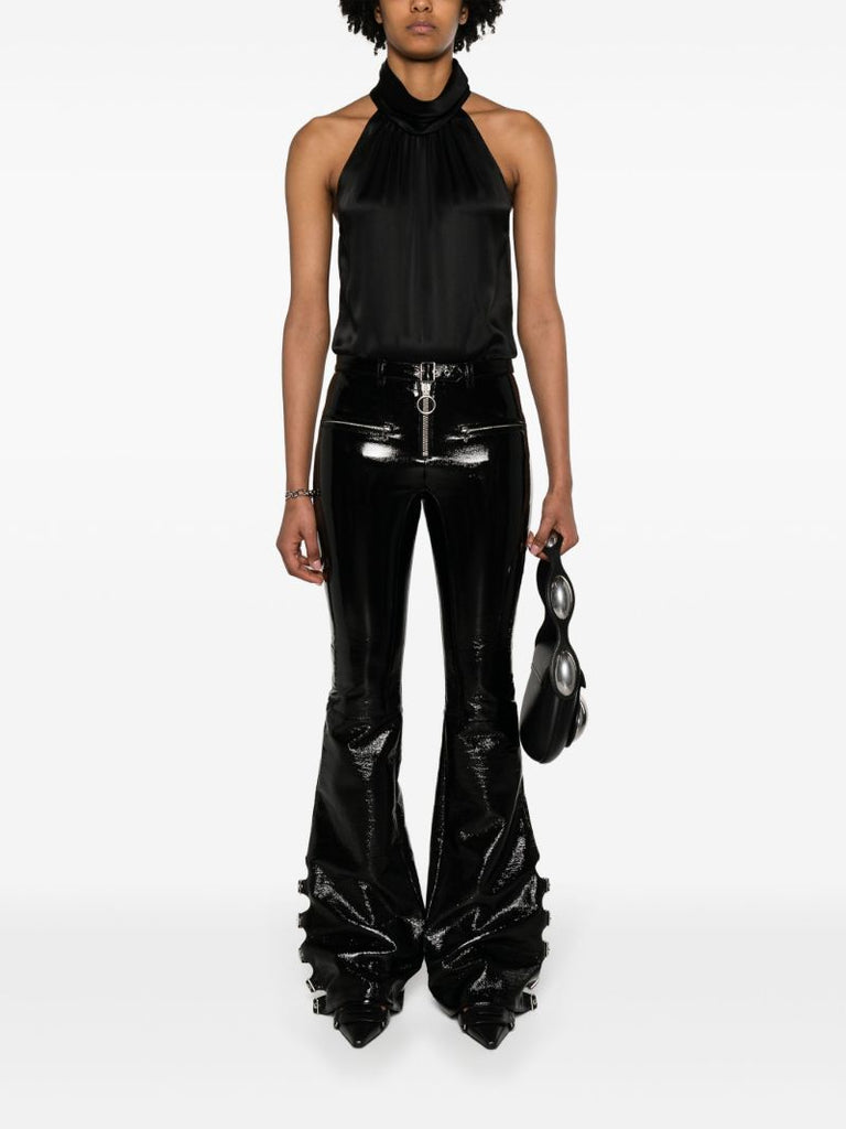 Black Flared Vinyl Trousers
