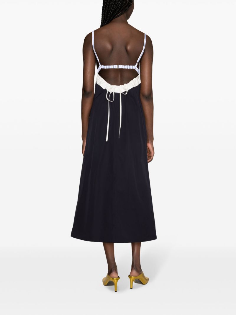 Blue V-neck Cotton Midi Dress