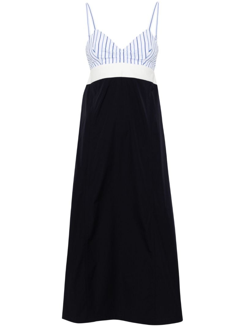 Blue V-neck Cotton Midi Dress