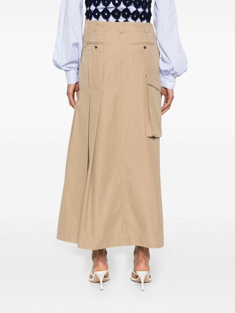 Neutral Wrap Cotton Midi Skirt