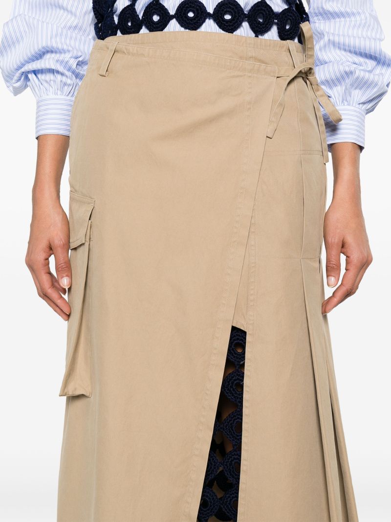 Neutral Wrap Cotton Midi Skirt