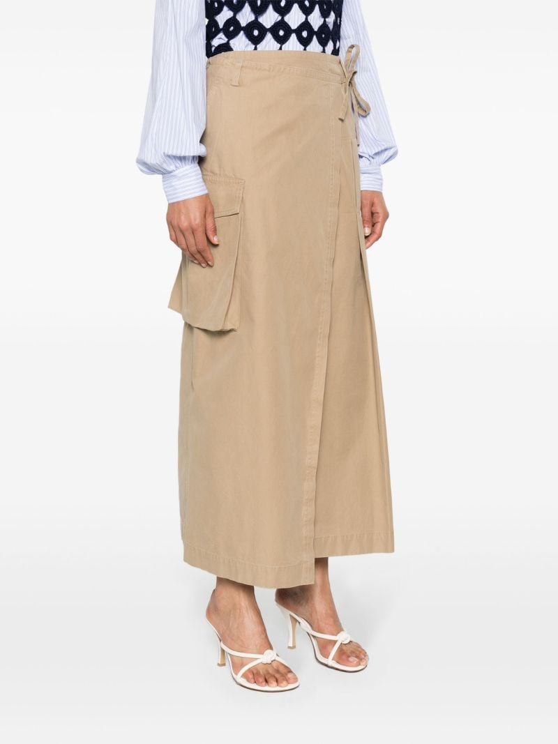 Neutral Wrap Cotton Midi Skirt
