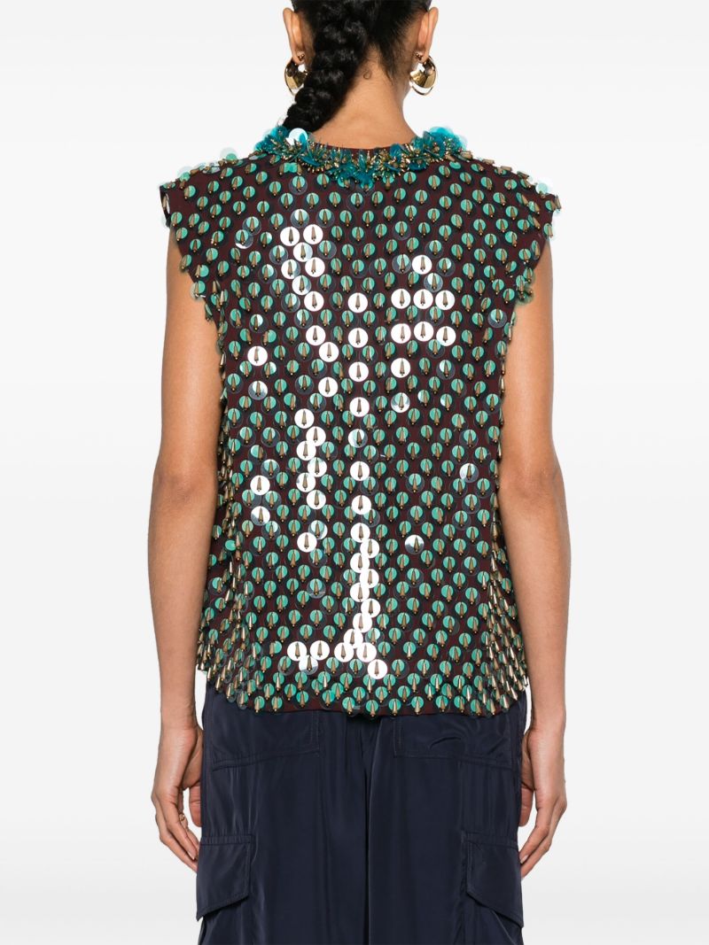 Red V-neck Sequinned Vest
