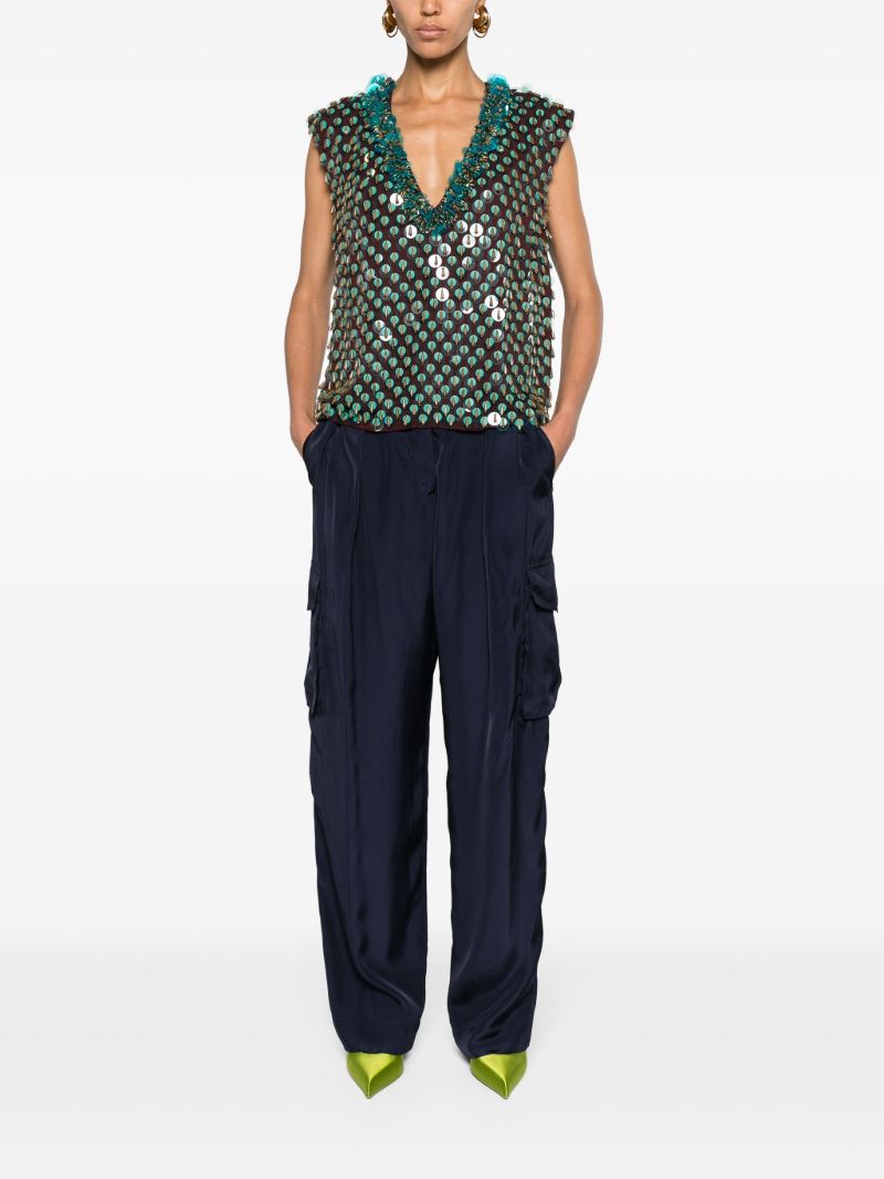 Red V-neck Sequinned Vest