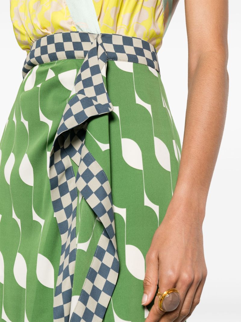 Green Mix-print Midi Dress