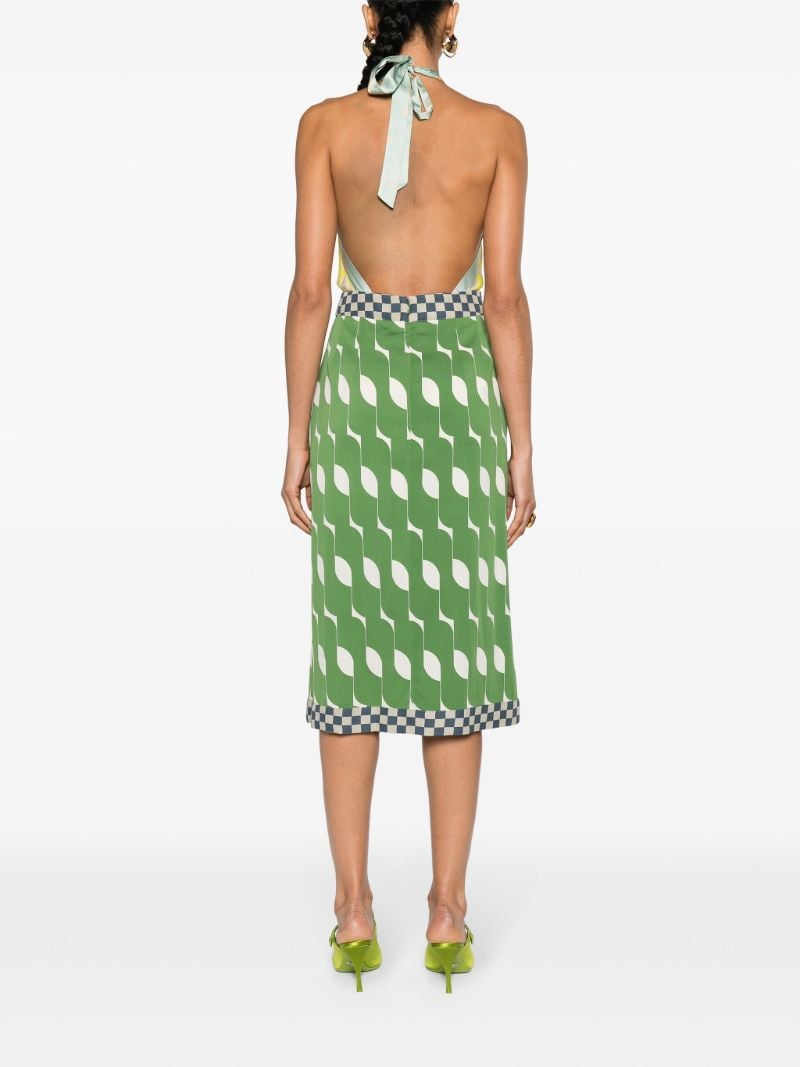 Green Mix-print Midi Dress