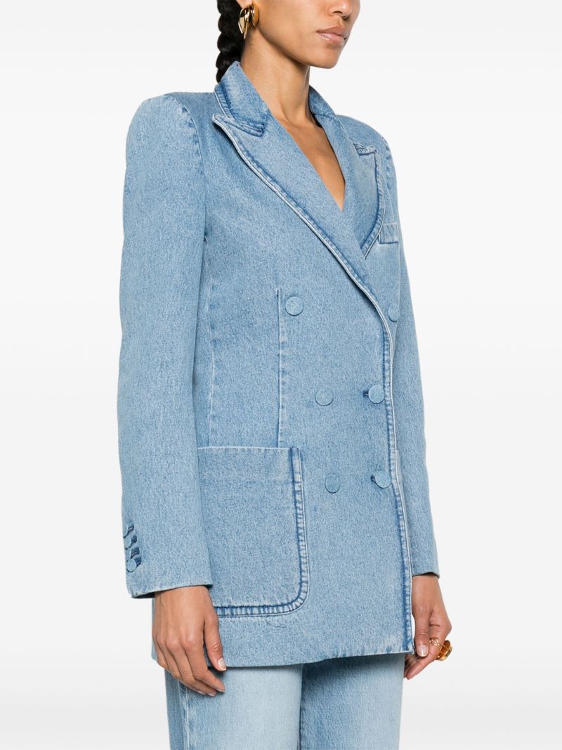Blue Double-breasted Denim Blazer