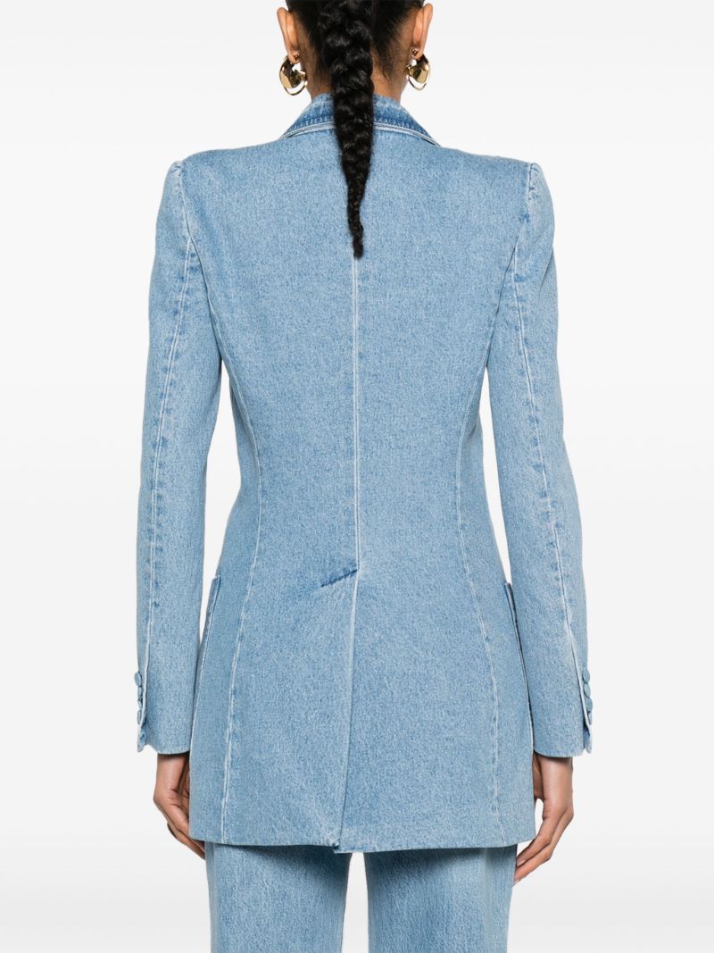 Blue Double-breasted Denim Blazer