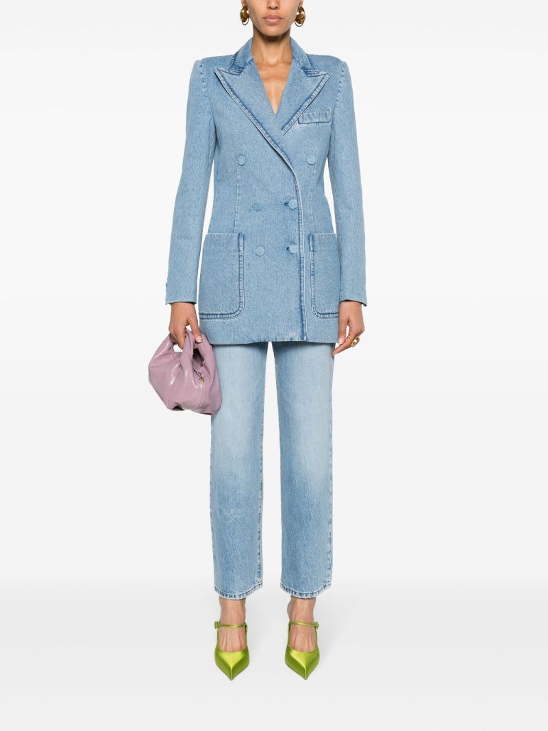 Blue Double-breasted Denim Blazer