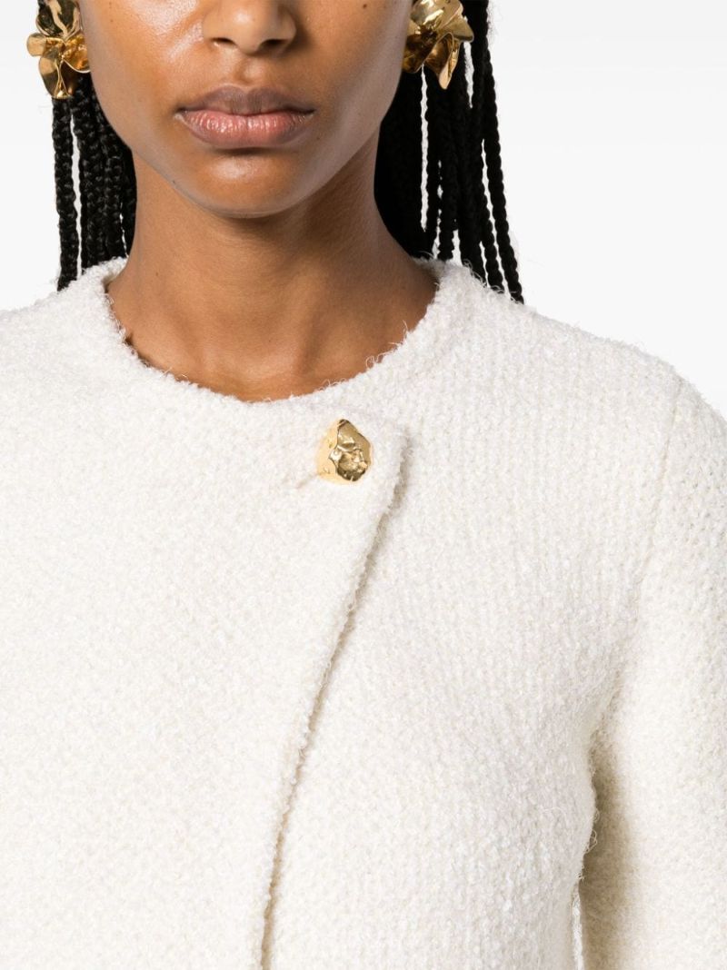 Neutral Tweed Fringed Jacket