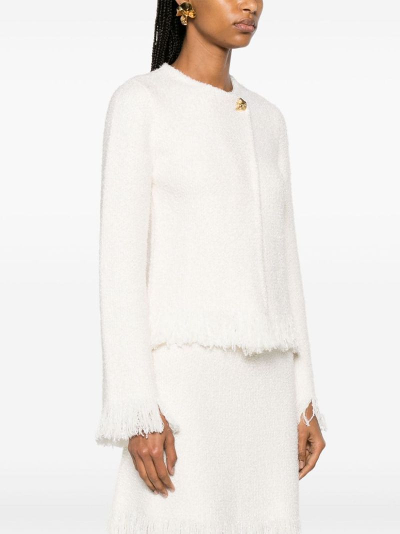 Neutral Tweed Fringed Jacket