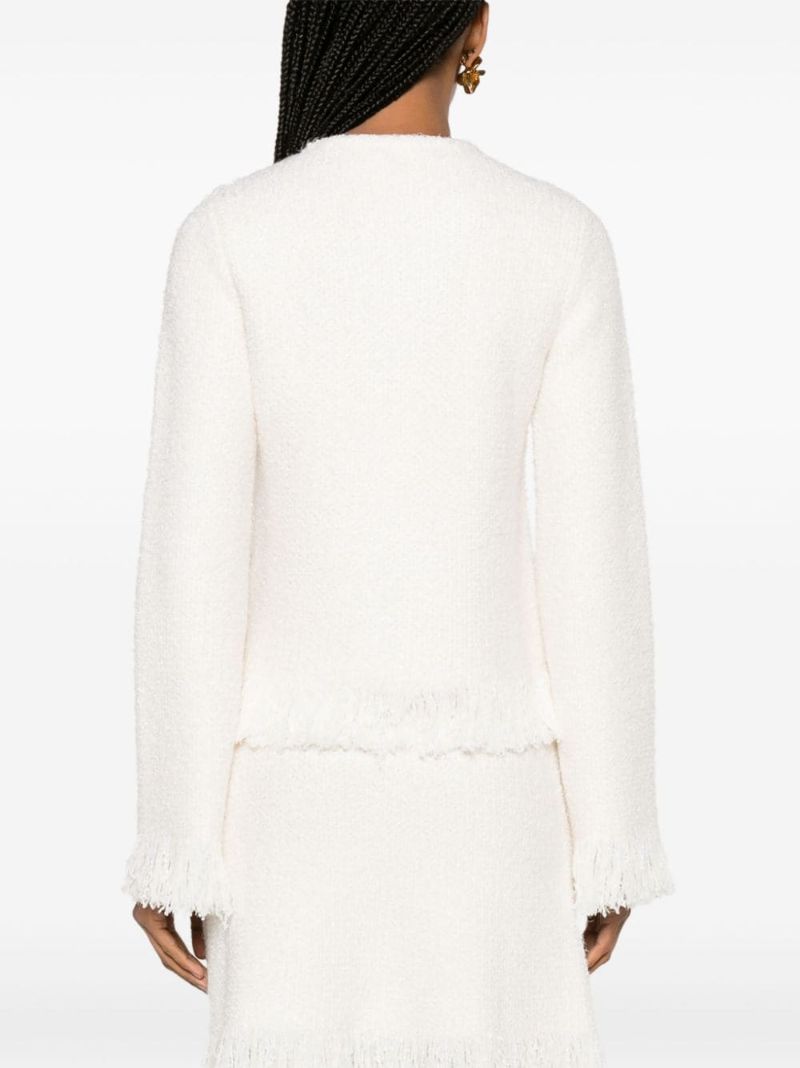 Neutral Tweed Fringed Jacket