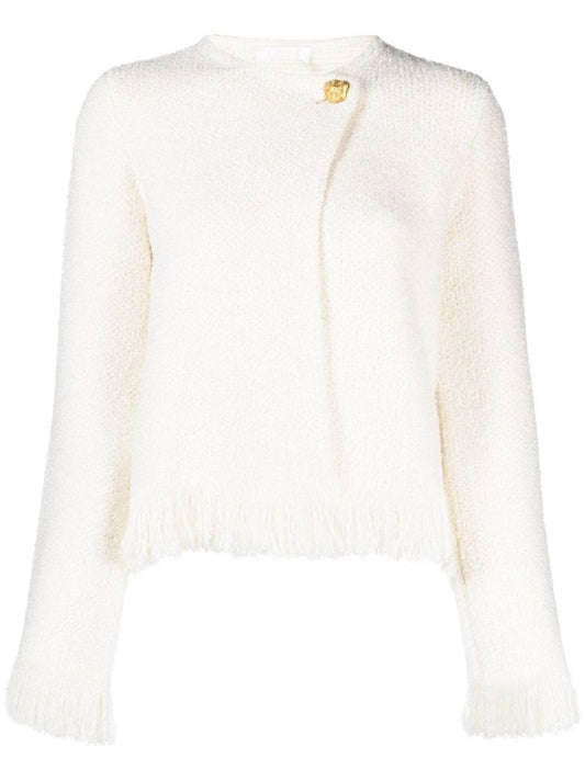 Neutral Tweed Fringed Jacket