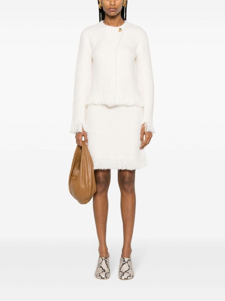 Neutral Tweed Fringed Jacket