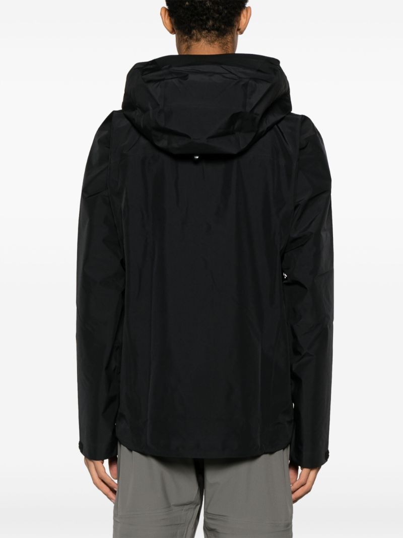 Black Logo-embroidered Hooded Windbreaker