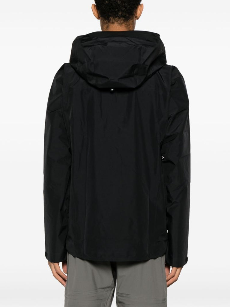Black Logo-embroidered Hooded Windbreaker