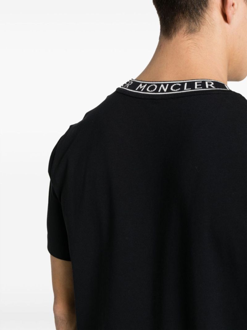 Blue Logo-trim Cotton T-shirt