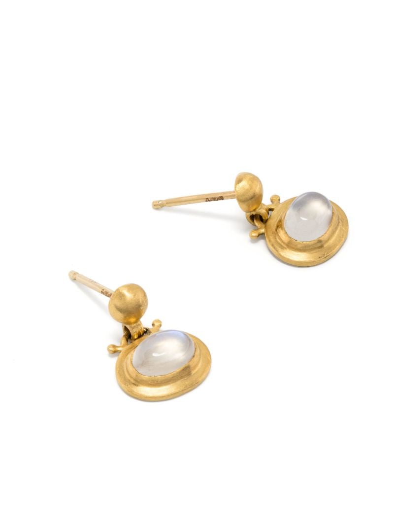 22k Yellow Gold Small Bell Moonstone Earrings