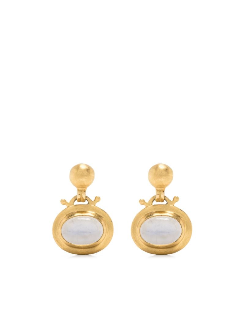 22k Yellow Gold Small Bell Moonstone Earrings