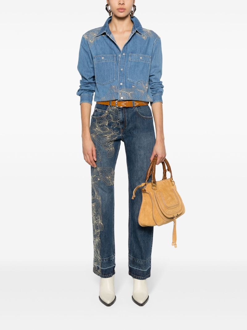 Blue Imane Embroidered Denim Jumpsuit