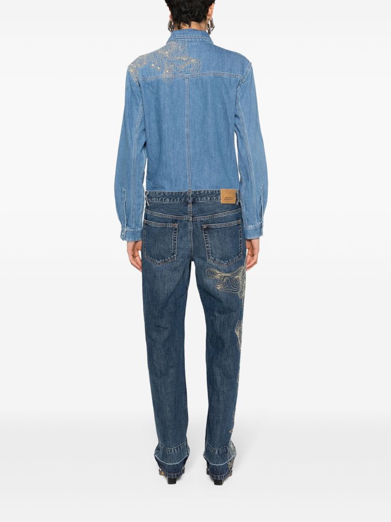 Blue Imane Embroidered Denim Jumpsuit