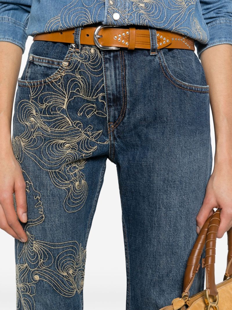 Blue Imane Embroidered Denim Jumpsuit