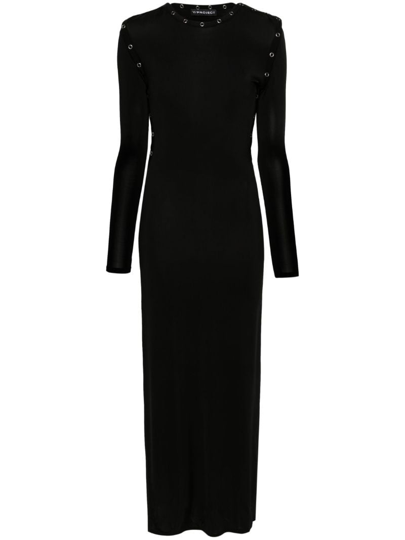 Black Detachable-sleeves Maxi Dress