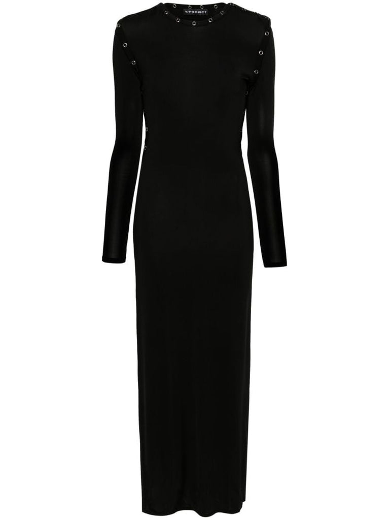 Black Detachable-sleeves Maxi Dress