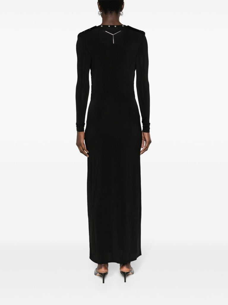 Black Detachable-sleeves Maxi Dress