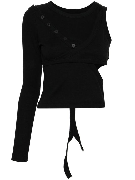 Black Asymmetric Cotton Top