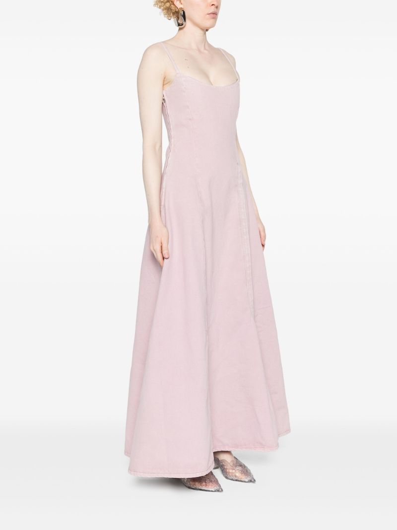 Pink Organic-cotton Denim Maxi Dress