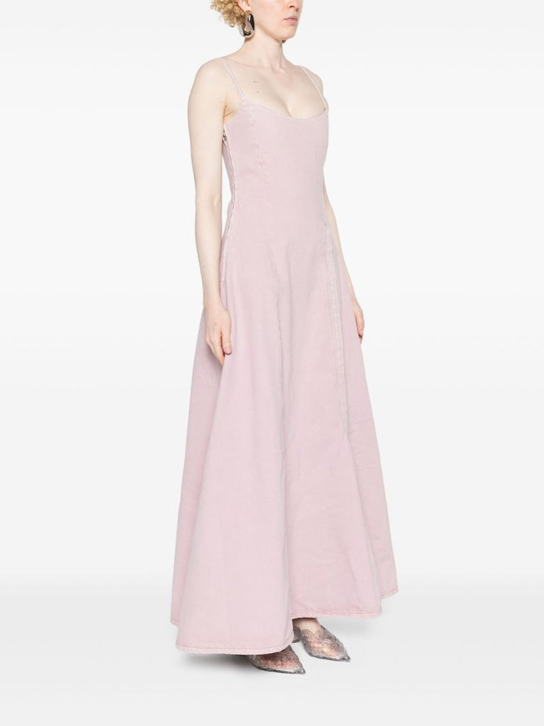 Pink Organic-cotton Denim Maxi Dress