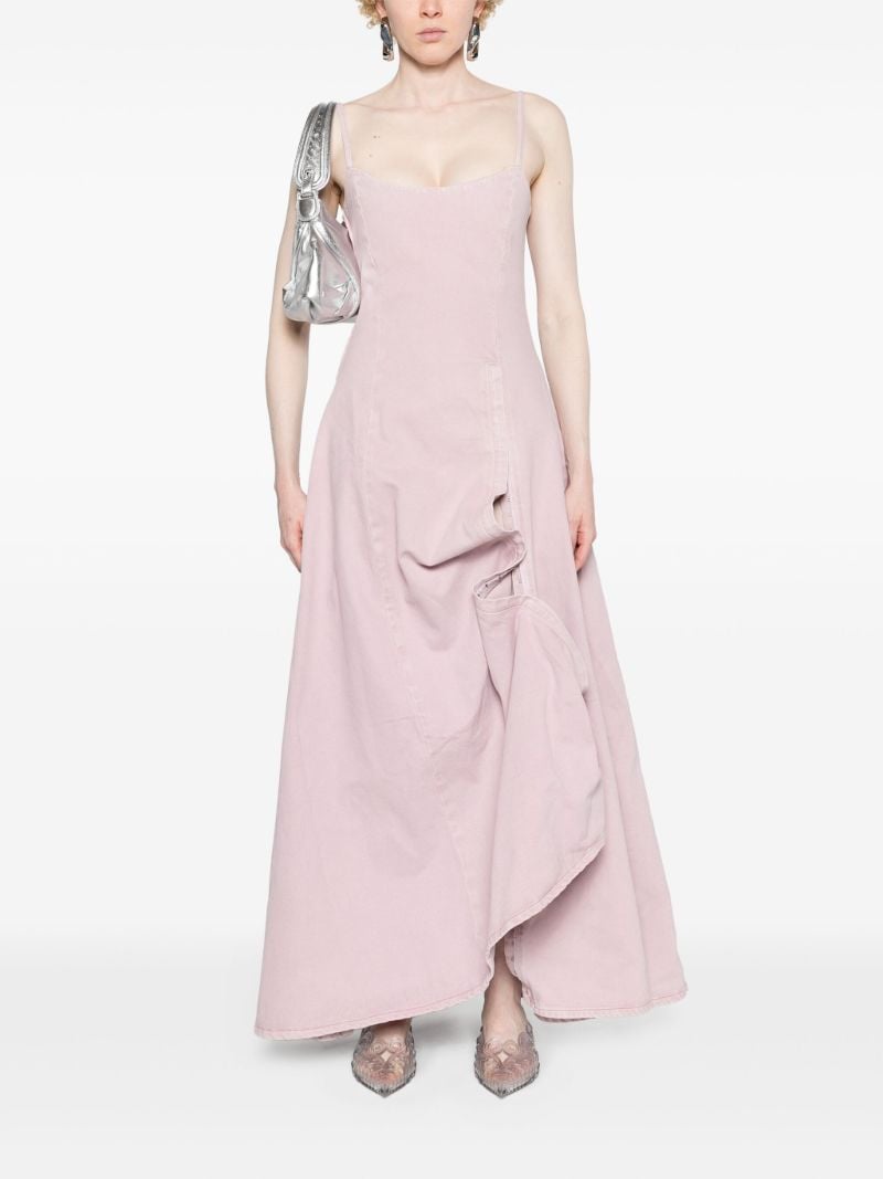 Pink Organic-cotton Denim Maxi Dress