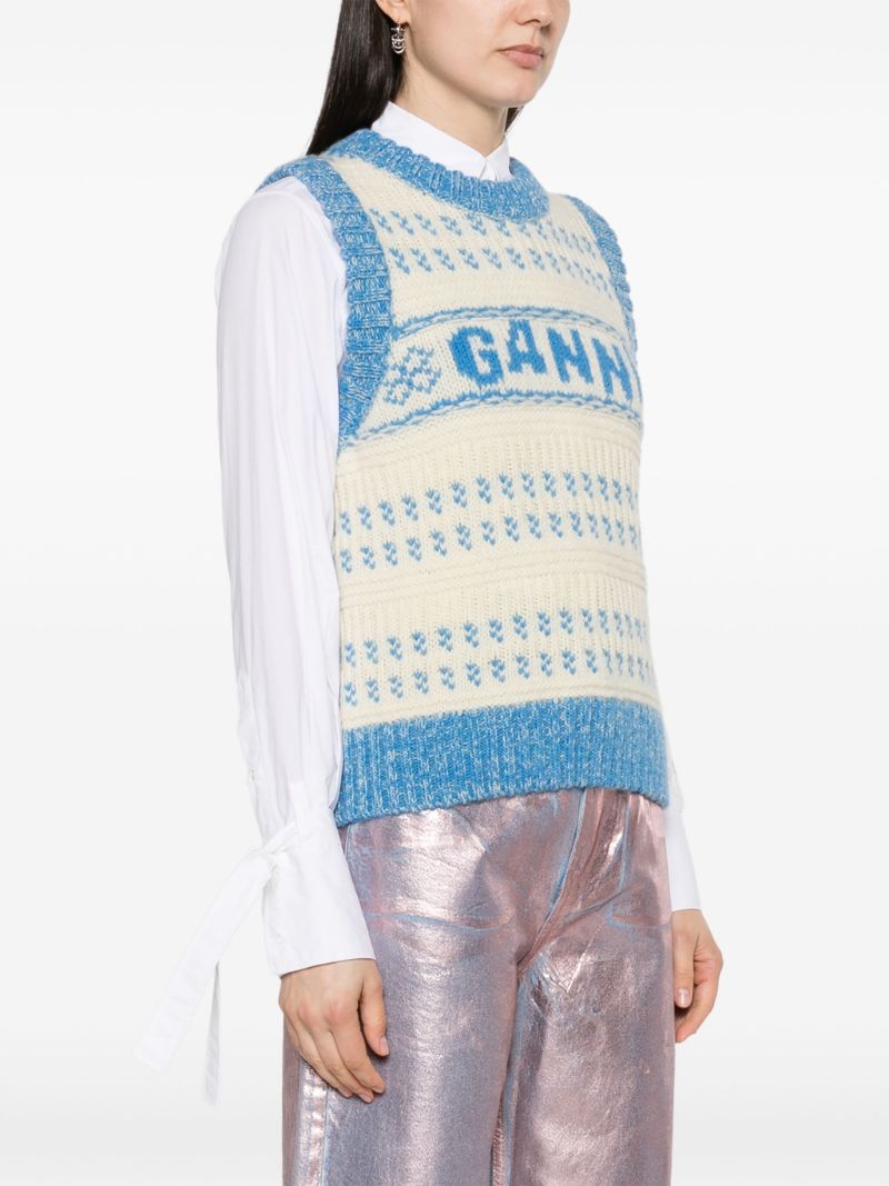 Blue Logo Intarsia Knit Vest