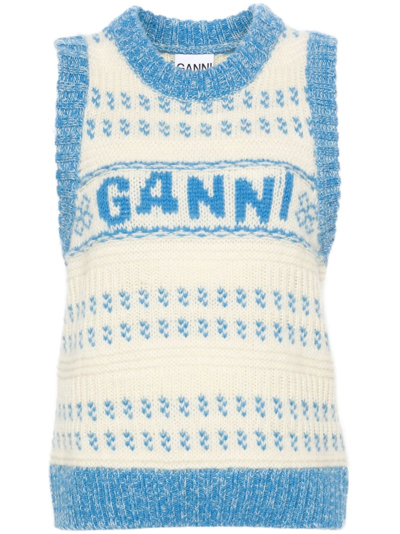 Blue Logo Intarsia Knit Vest