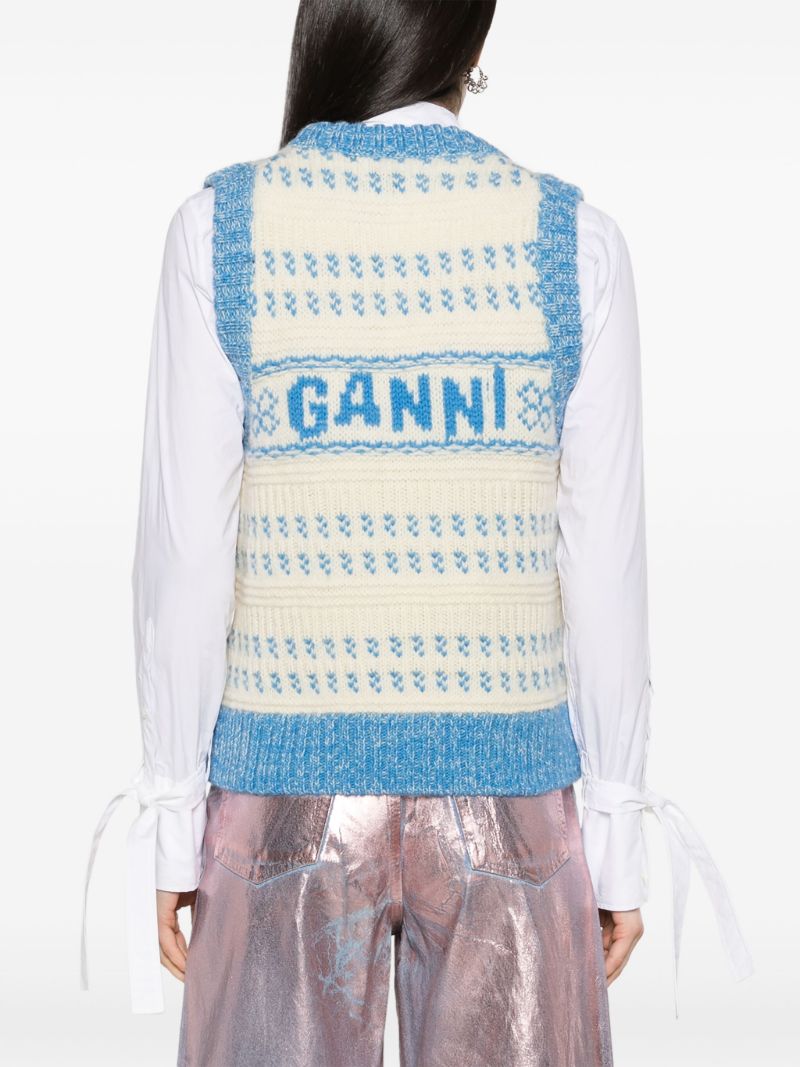 Blue Logo Intarsia Knit Vest