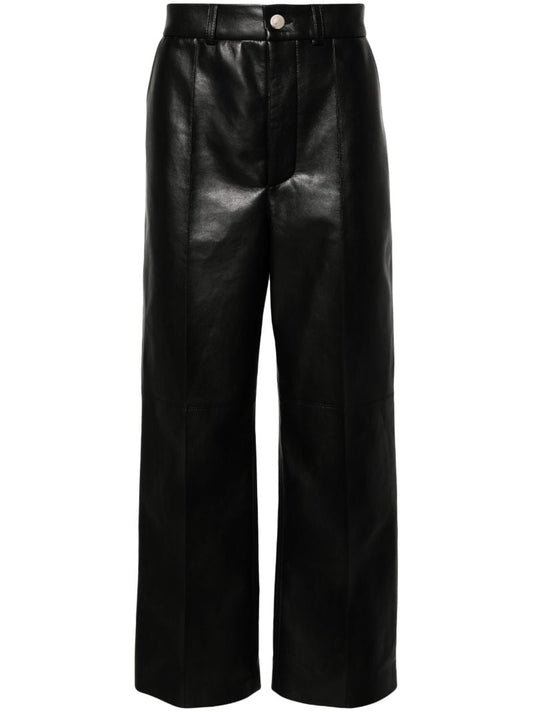 Black Dax Faux-leather Wide-leg Trousers