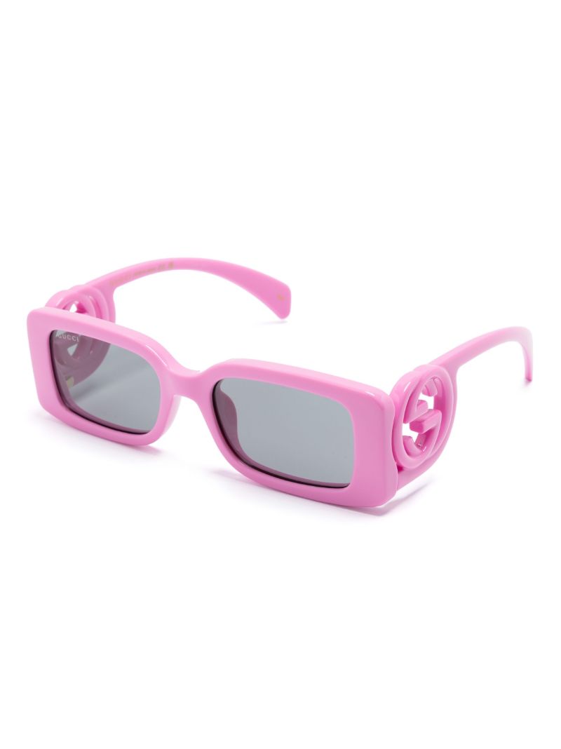 Pink Interlocking G Rectangle-frame Sunglasses