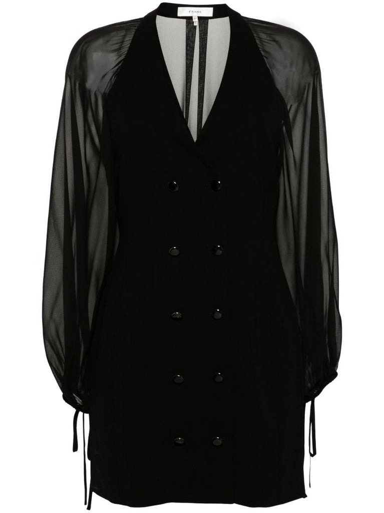Black Crepe De Chine Mini Dress