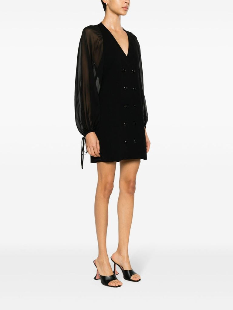 Black Crepe De Chine Mini Dress