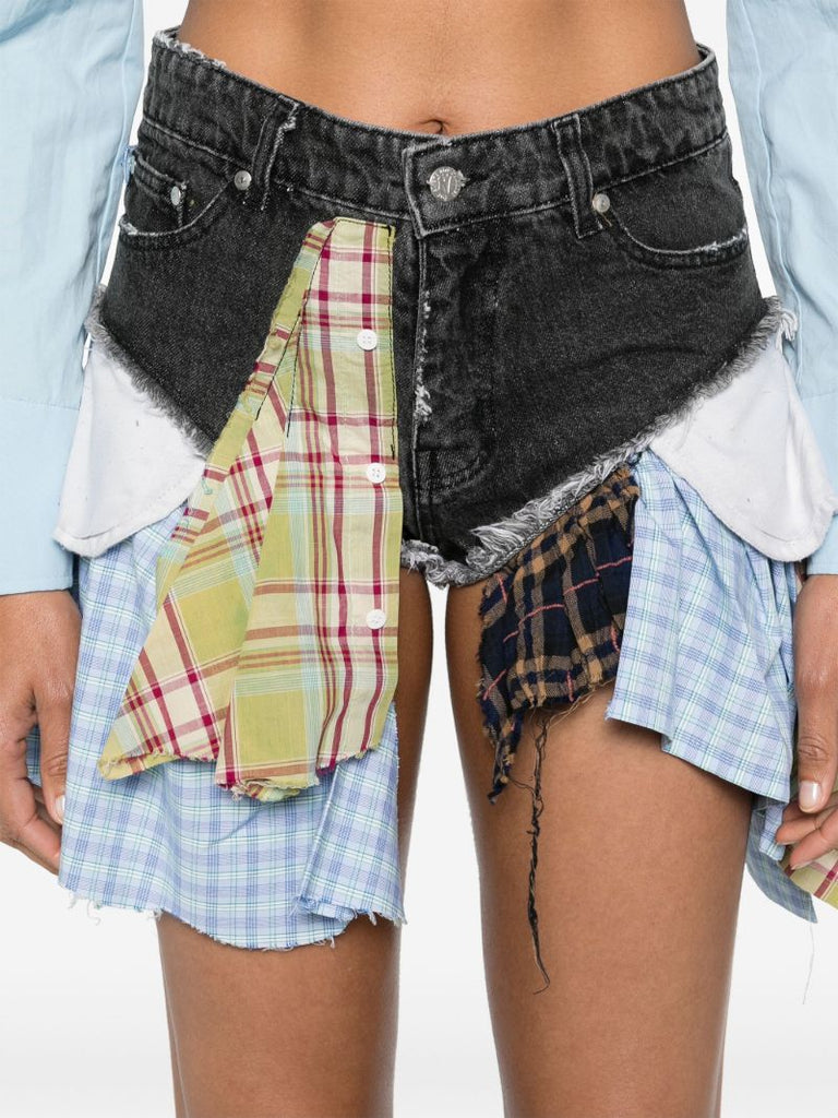 Multicolour Patchwork Deconstructed Denim Shorts